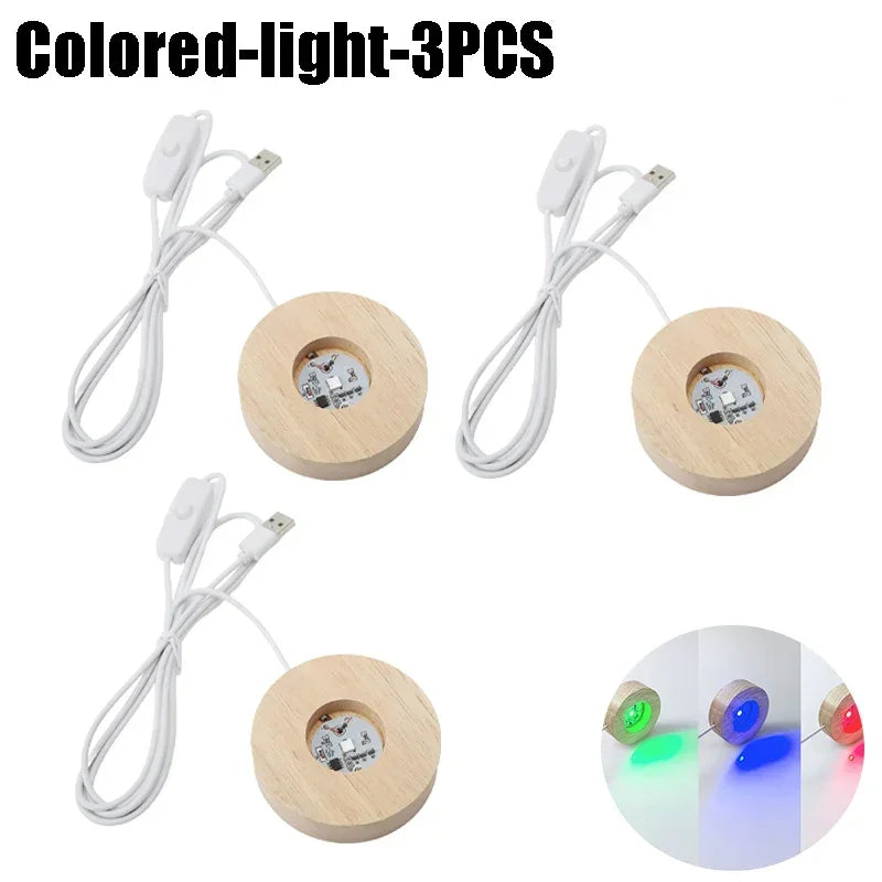 lampe led base bois texture moderne câble usb interrupteur multicolore