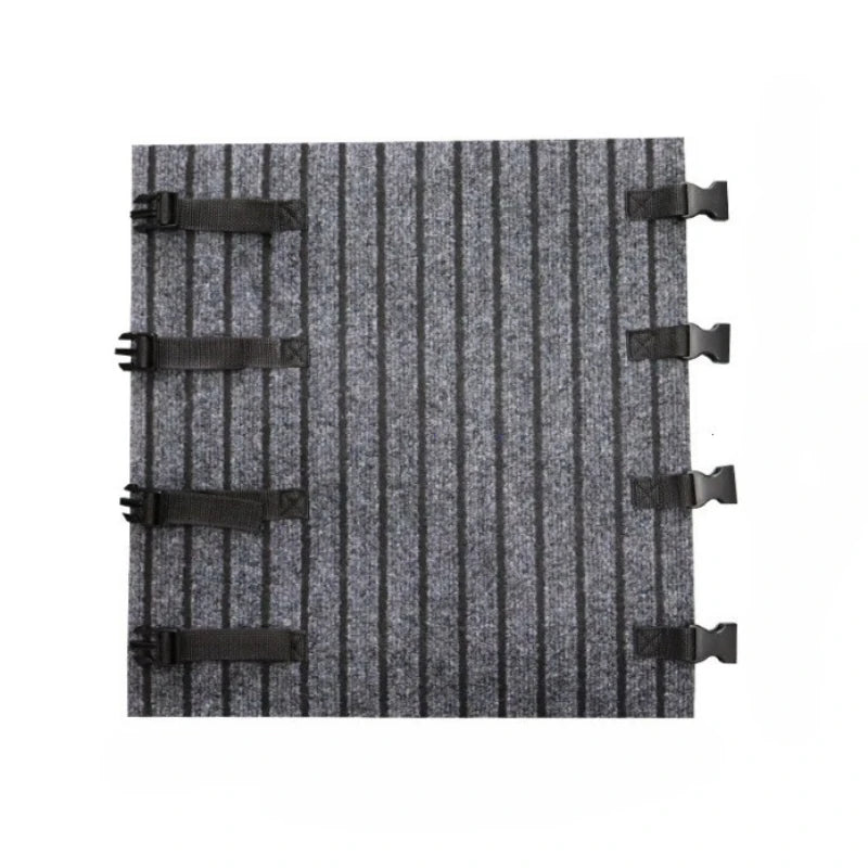 tapis pliable rayures horizontales gris foncé moderne antidérapant camping car boucles velcroextérieur voyage