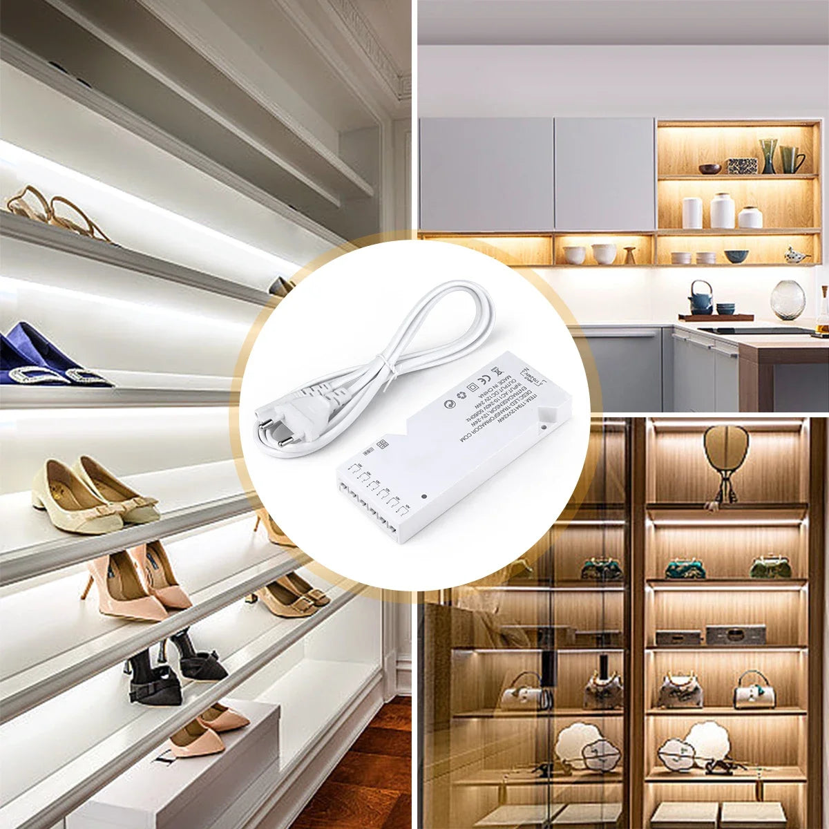 transformateur led blanc moderne 12v ac220v 110v 10ports adhésif câble prise eu