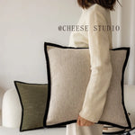 housse coussin moderne vert olive coton polyester respectueux environnement 40x40cm 45x45cm coussins decoration salon