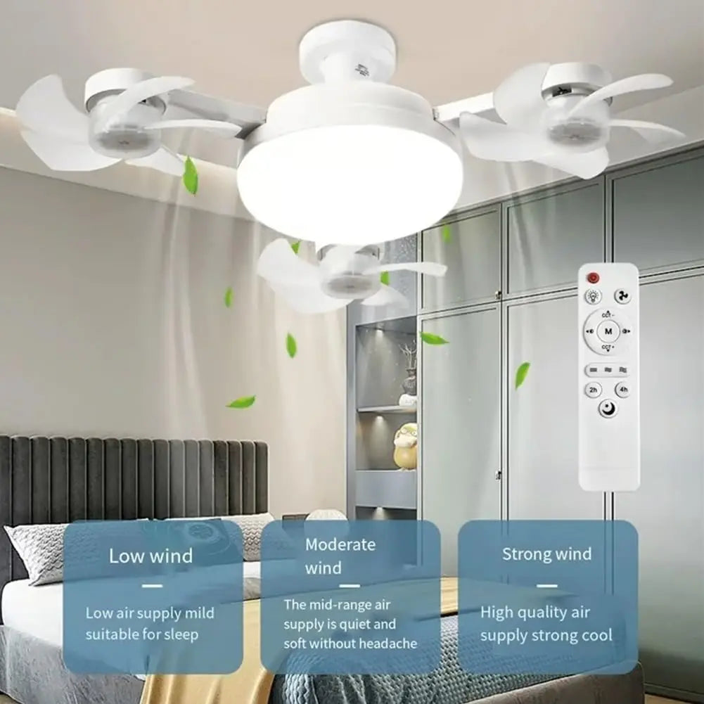 ventilateur lumière intégrée moderne blanc contemporain télécommande interrupteur muralModes lumière blanc neutre chaud