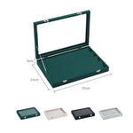 boîtes bijoux velours vert gris noir modernes poignées métalliques transparentes 32 boucles d'oreilles rangement