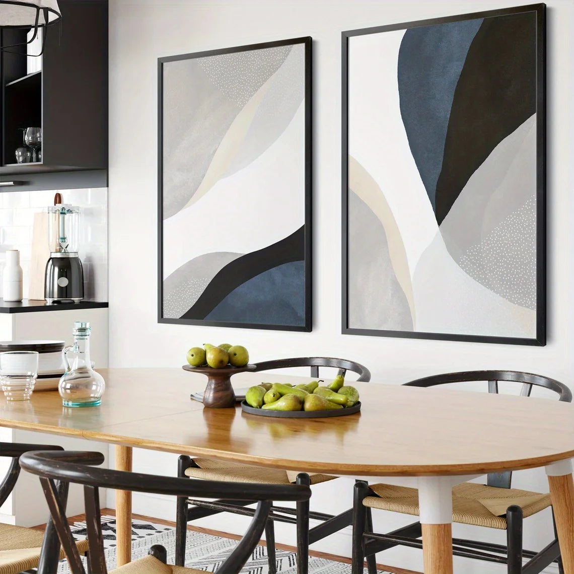 tableaux abstraits contemporains minimalistes sans cadre blanc gris noir beige