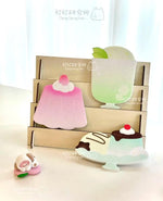 post it notes adhésifs desserts gelée glace gâteau rose vert bleu clair cartoon boîte