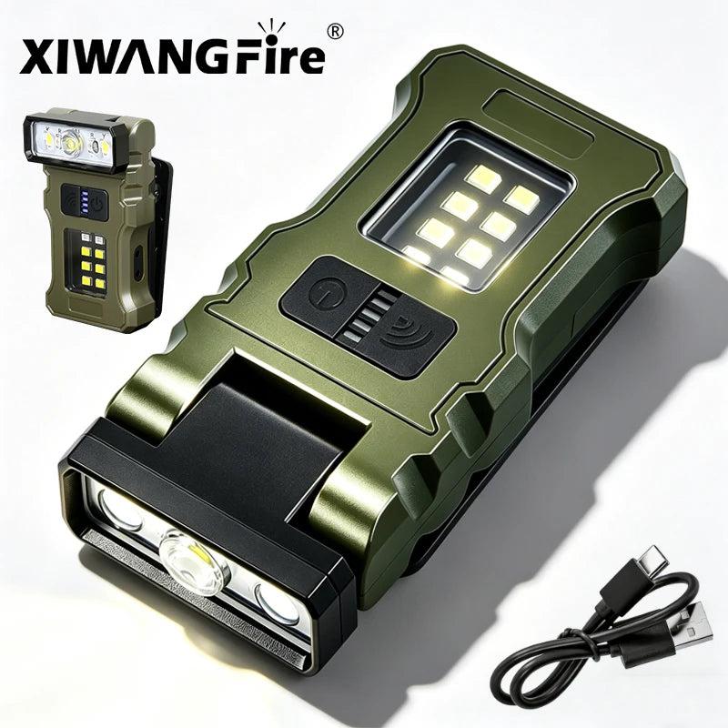lampe frontale rechargeable usb vert olive noir tactique camping travail