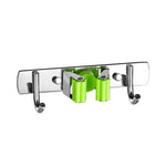 porte balais mural support crochet rangement acier inoxydable couleur argent vert moderne adhésif fixe