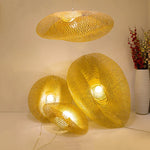 Suspension lumineuse tressée bambou naturel moderne câble doré salon chambre