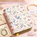 sac rangement bijoux fleurs papillons motifs floraux zips beige doré bleu rose verte Jaune