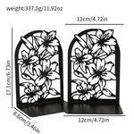 supports livres métal motif floral moderne décoration noir blanc fleurs