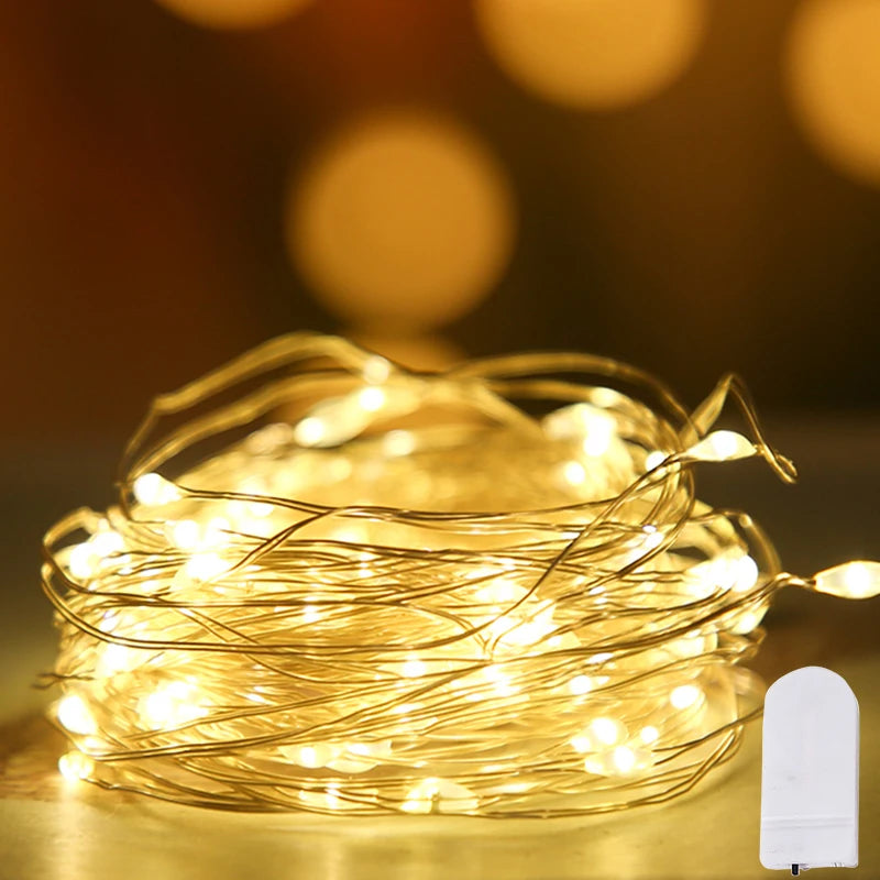 décoration festive guirlande led multicolore jaune blanc bleu cœur spiral