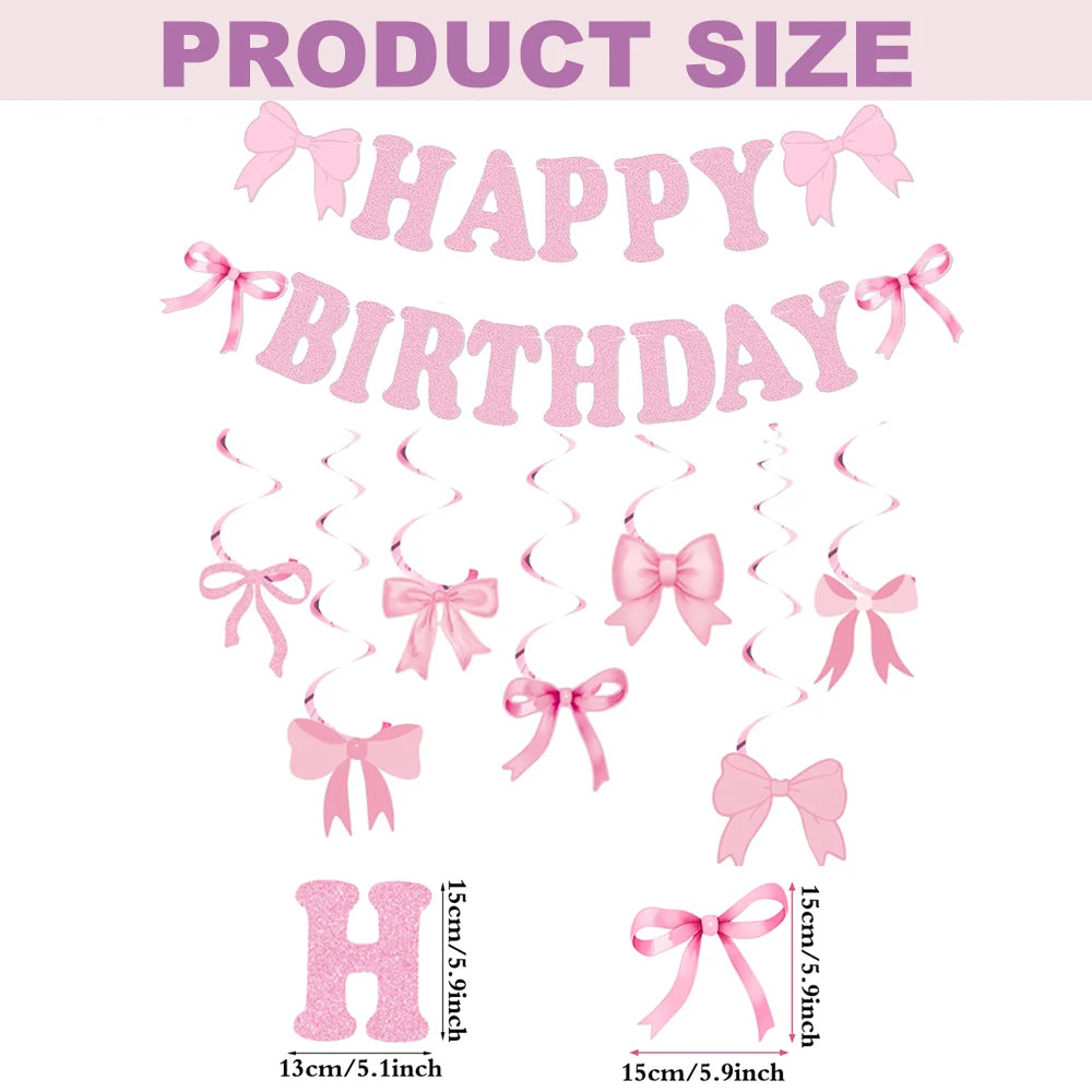 guirlande fête anniversaire rose pailletée happy birthday mariage noël baptême révélation sexe