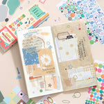 sticker livre pages stickers notes pochettes rangement anneaux métalliques motifs géométriques couleurs créatives mignonnels