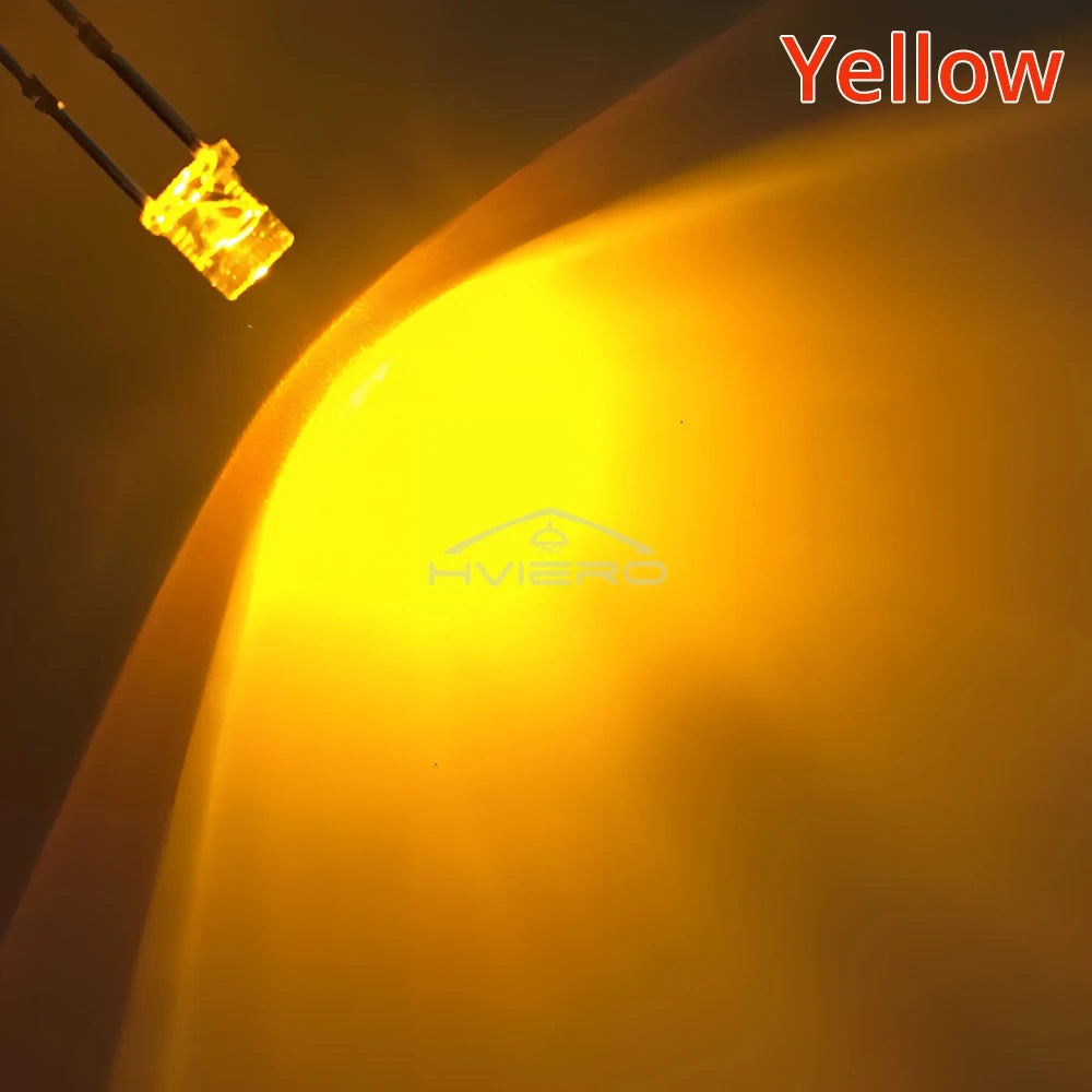 Diodes LED transparentes plat 3mm bleu vert rouge blanc chaud jaune blanc rose violet