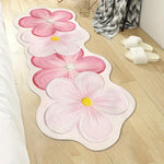 tapis fleur stylisé doux antidérapant absorbant moderne bleu jaune blanc rose grisintérieurextérieur