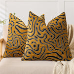 lot deux housses coussin chenille motif abstrait moderne canapé salon décoratif