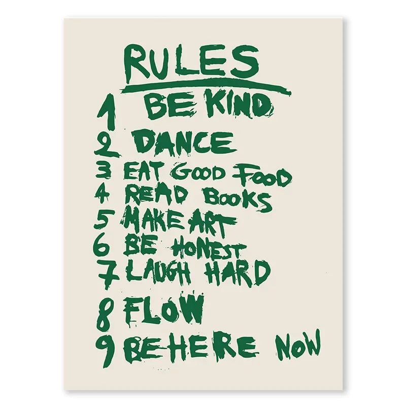 affiche moderne alphabet vert texte manuscrit nature morte sans cadre chambre salon toile beige