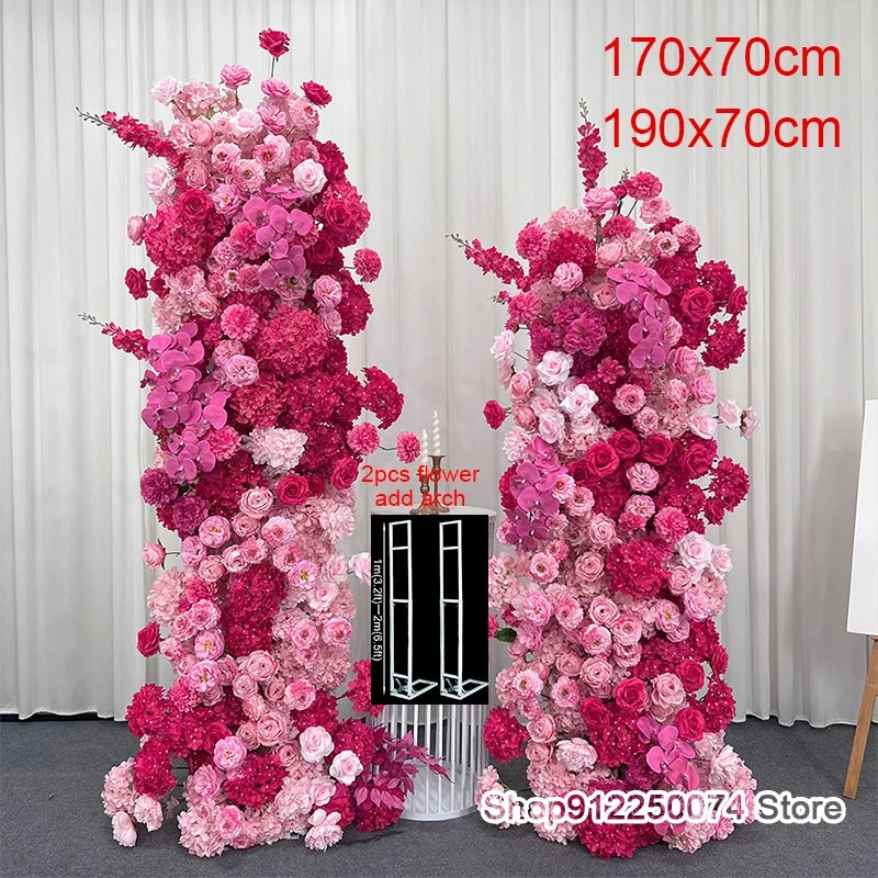 décoration mariage romantique roses artificielles colonnes florales bienvenue panel bienvenue
