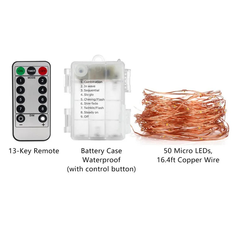 guirlande lumineuse micro led orange cuivre 10m 100led télécommande clips moderne