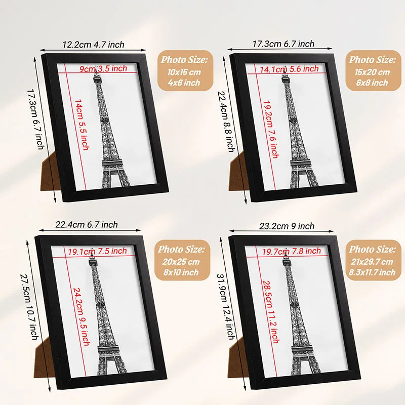 cadres photo bois clair noir blanc modernes minimalistes muraux affichage support pliable