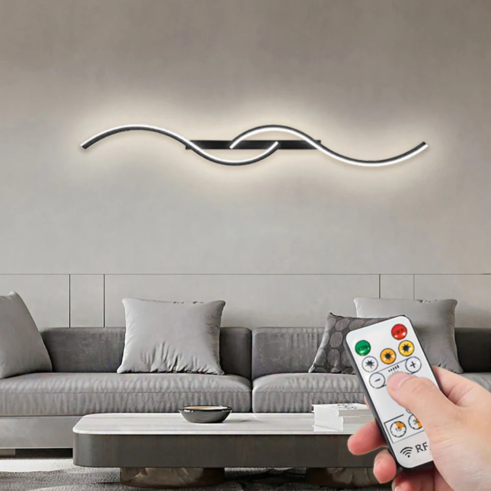 Applique murale LED noire moderne de 60cm avec télécommande