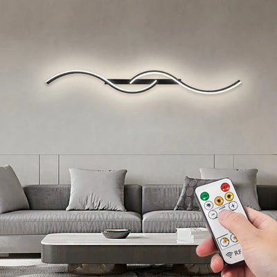 Applique murale LED noire moderne de 60cm avec télécommande