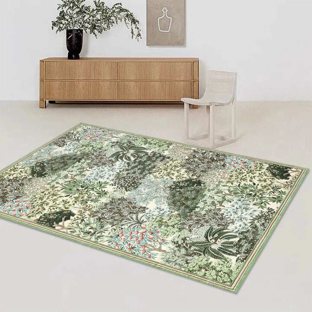 tapis botanique anti dérapant moderne végétal vert noir blanc 40x60cm 50x80cm 80x120cm 120x160cm
