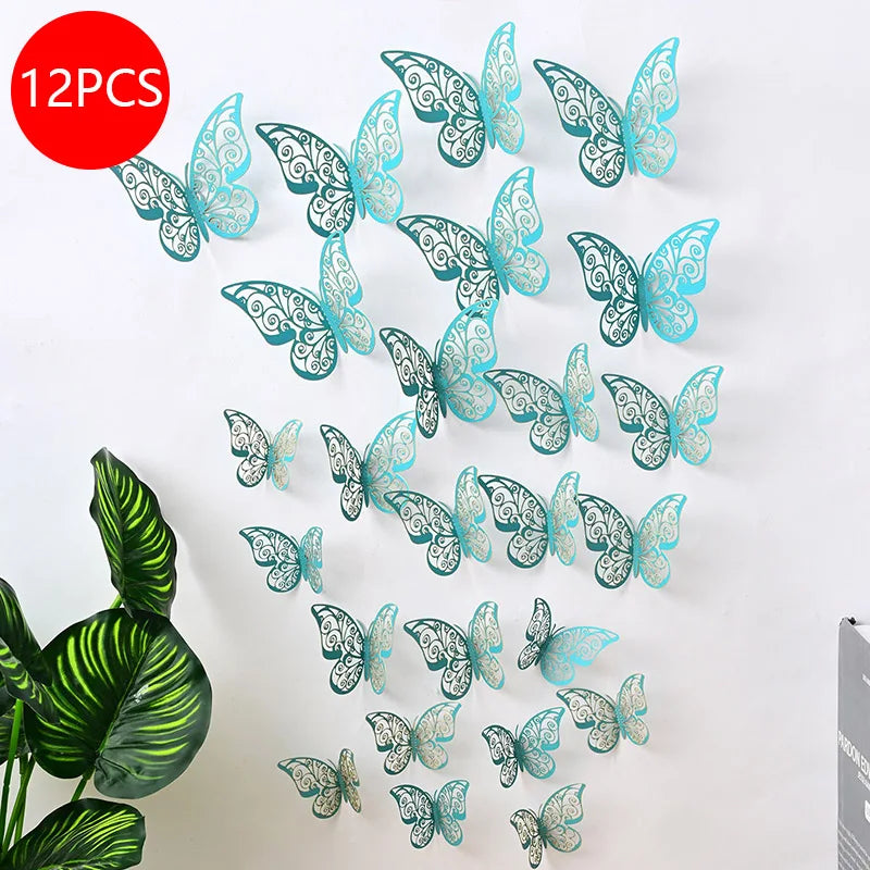 décoration gâteau papillons ornements floraux adhésifs or argent bleu rouge rose vàng trắng