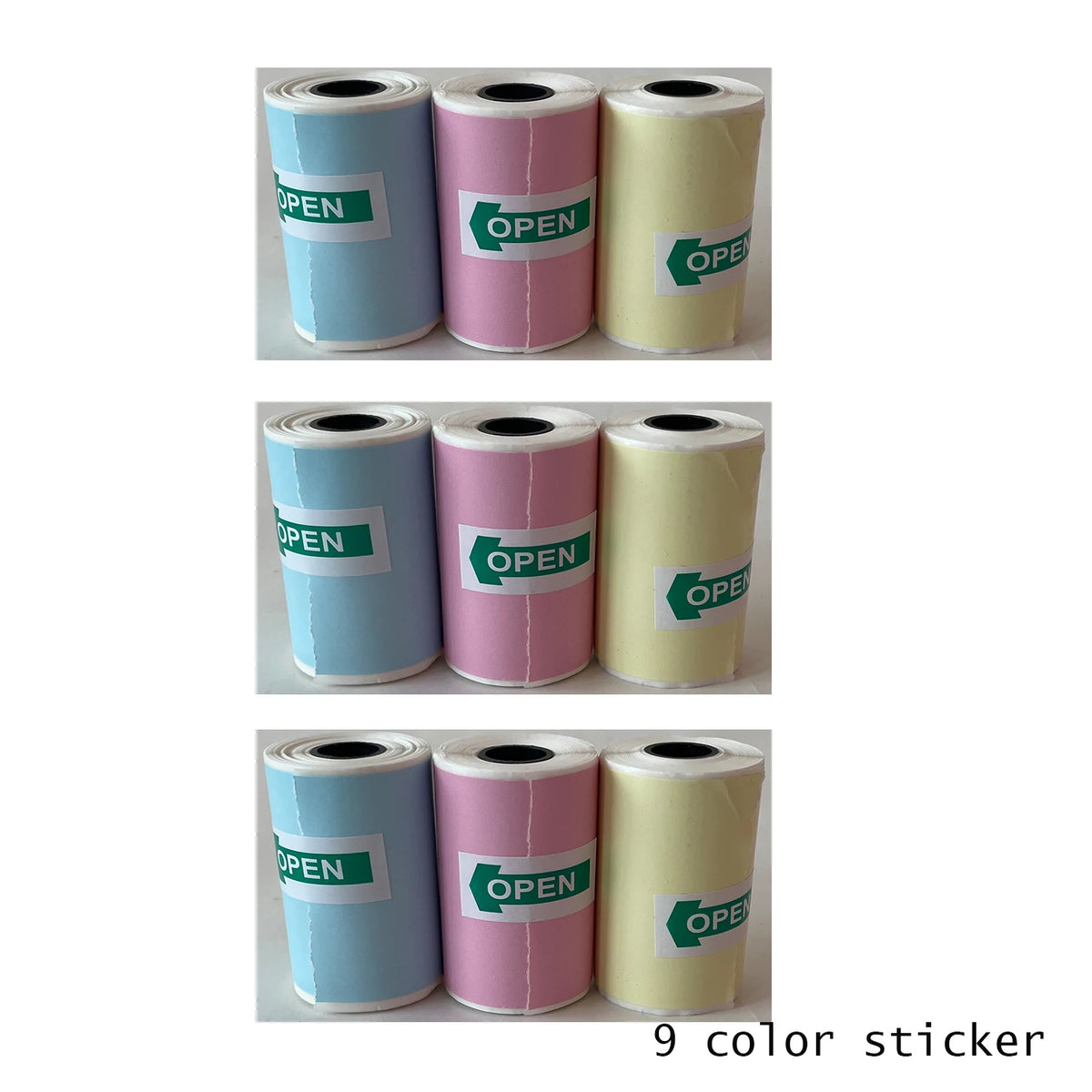 étiquettes thermiques adhésives symboles bleu clair rose jaune modernes 57mm 30mm rouleaux