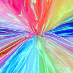tissu iridescent multicolore rayures ondulées effet holographique semi transparent moderne élégant polyester respirant mètre