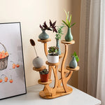 Étagère pour plantes en bambou pliable sur rebord de fenêtre