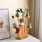Étagère pour plantes en bambou pliable pour rebord de fenêtre, bureau, salon et balcon
