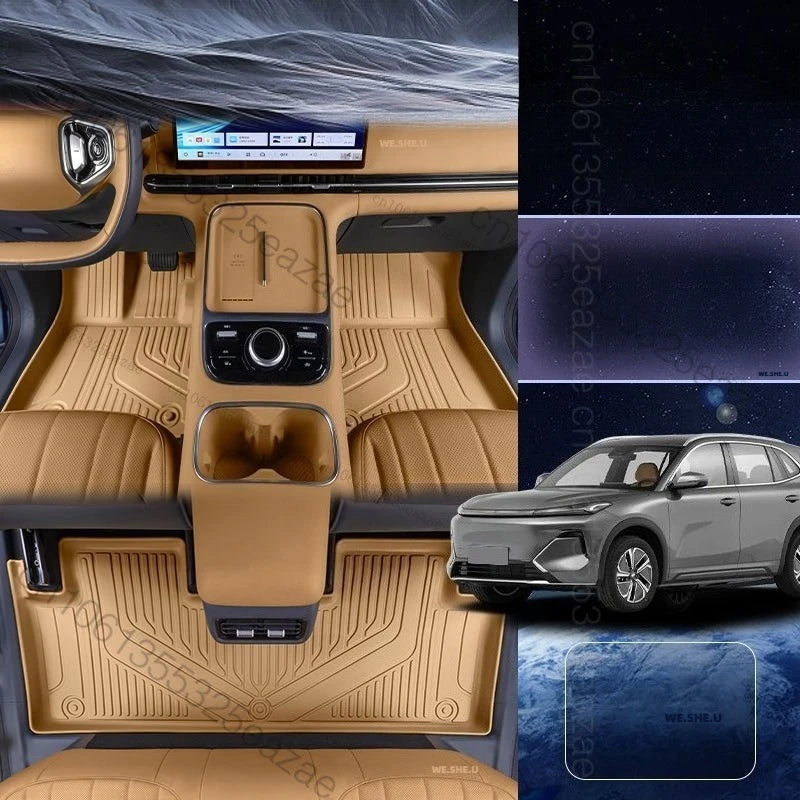 tapis sol voiture beige rayures moderne clips antidérapant fibre synthétique tout temps