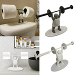 support papier toilette moderne figurine fitness blanc gris