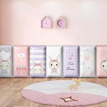 tapis sol enfant rose motifs lapins mignons décoration chambre bébé moderne 150cm doux