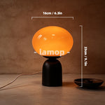 lampe table moderne rétro base noire lumière douce ampoules led verre strié orange sans