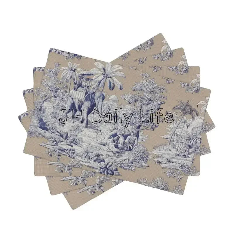 serviettes table toile jouy bleu clair classiques résistantes 12x18 pouces vintage