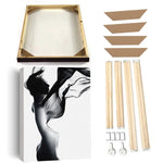 Cadre en bois personnalisé blanc pour photo sur un mur de salon