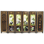 paravent chinois peinture traditionnelle paysages animaux calligraphie bois doré noir ornement chambre multifonctionnel souvenirs