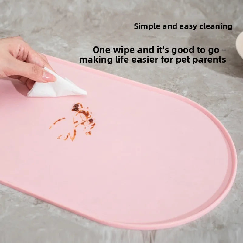 tapis alimentation antidérapant imperméable animal compagnie moderne rose clair assiettes opaques françaisachat