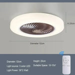 ventilateur moderne télécommande lumineux blanc rose or bleu marron grille opacité invisible