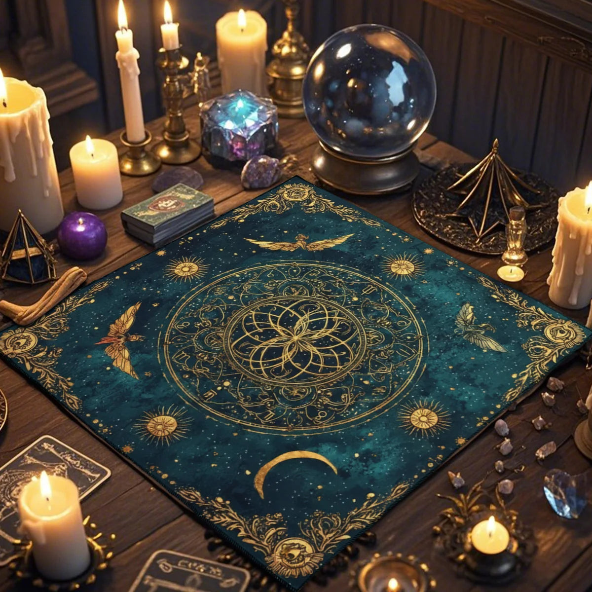 tapis astrologiques motifs magiques tarot divination esoterique decoratif quartz amethyste