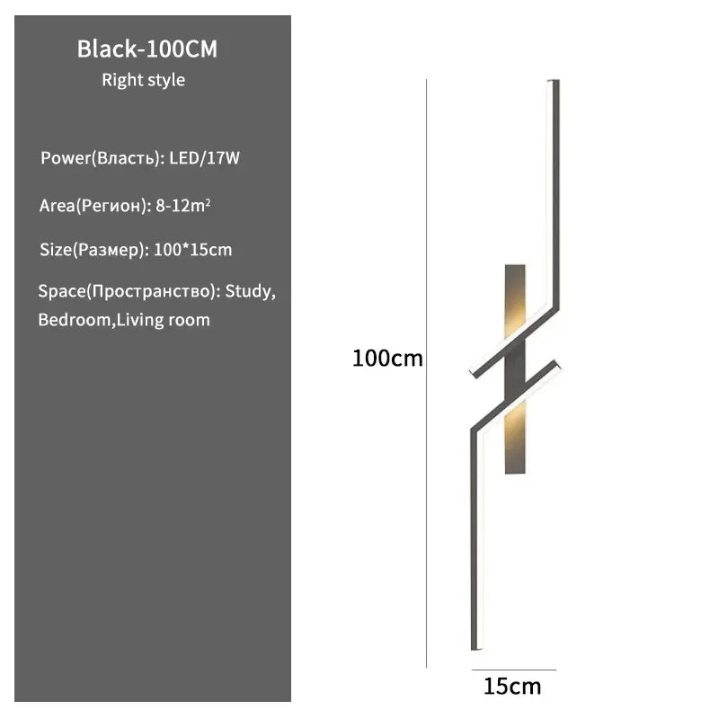 lampe murale moderne led noir minimaliste chambre cuisine éclairage quotidien fixée mur flux lumineux