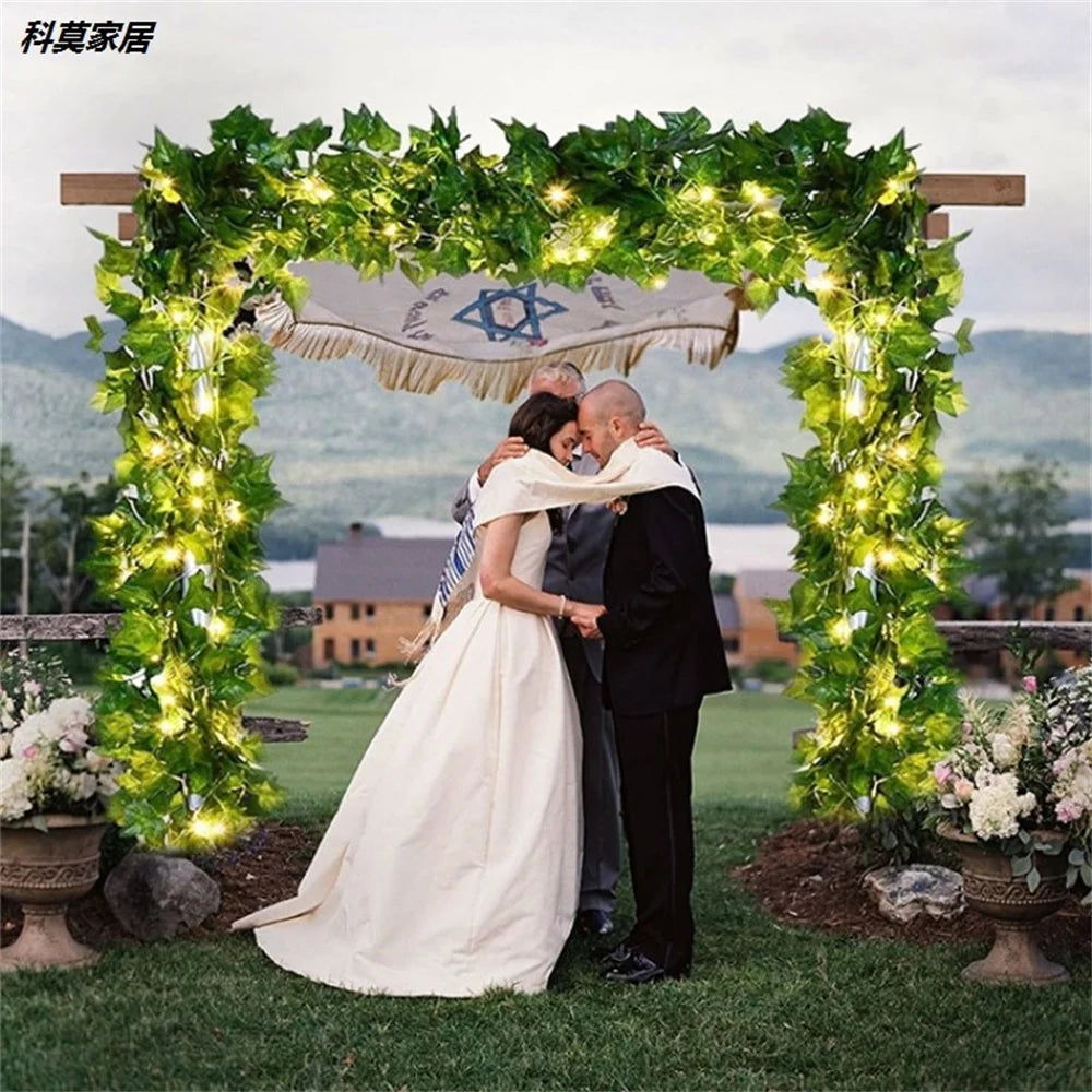 guirlande lumineuse feuilles vertes led blanc extérieur moderne décoration mariage chambre festive