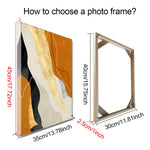cadre photo bois moderne rectangle diy fixations métalliques abstrait orangé marron bleu couple paysage