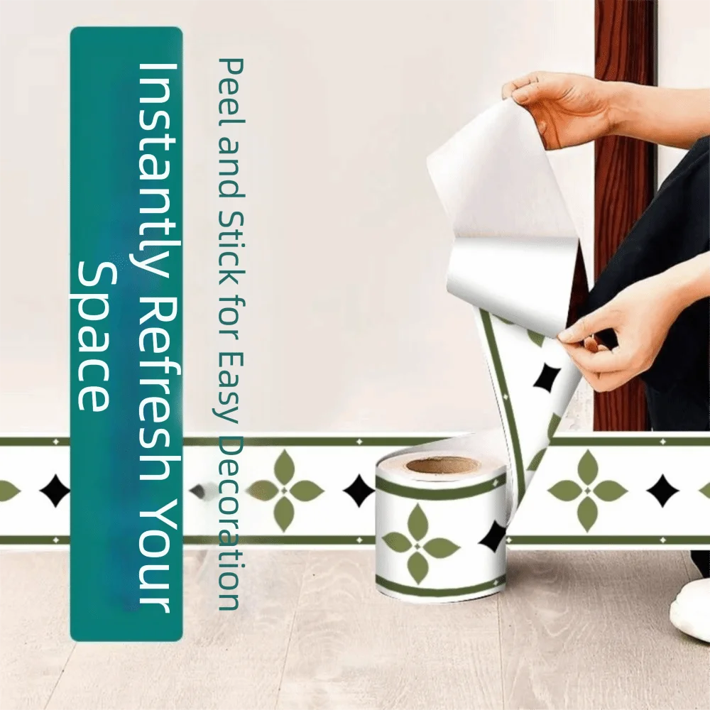 ruban decoratif autoadhésif moderne motif floral blanc vert noir deco salon