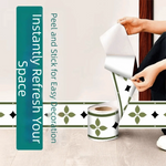ruban decoratif autoadhésif moderne motif floral blanc vert noir deco salon
