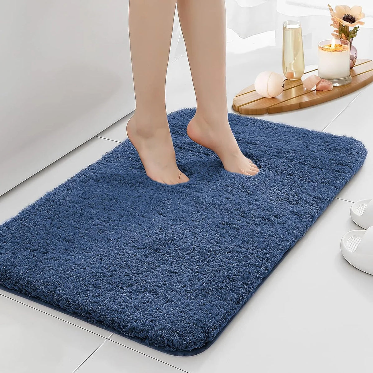 tapis bain absorbant eau antidérapant polyester doux moderne taille 40x60 50x80