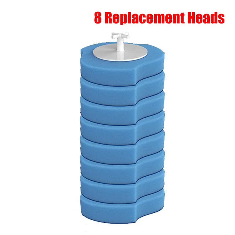 brosse toilette jetable 32 têtes remplacement moderne blanc bleu rond souple opaquet