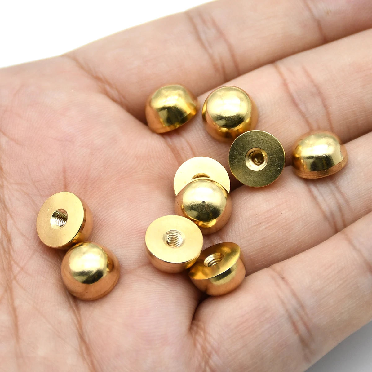 boutons cuir dorés classiques vis lisses sacs main maroquinerie 10x6mm 12x7mm
