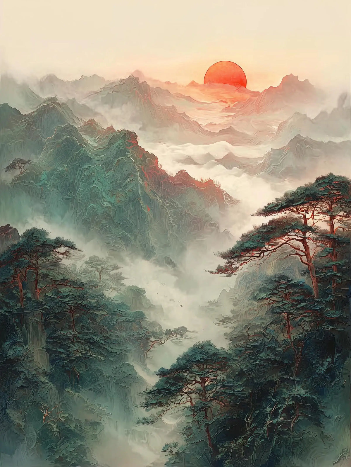 toile art paysage traditionnel poisson koi fleur cerisier temple lotus décoration intérieure murale cadre